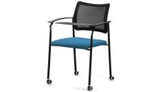 Кресло офисное со столик. на колес. Pinko-Mesh SLW 58/Ткань голубая/Ножки черные