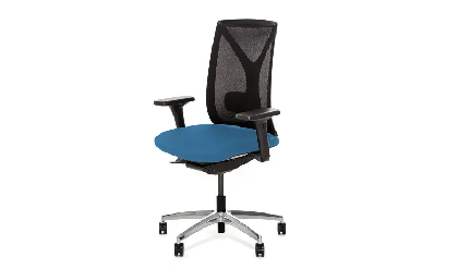 Кресло офисное DION Mesh/Ткань Голубая/Сетка Черная/Крестовина Алюмин.