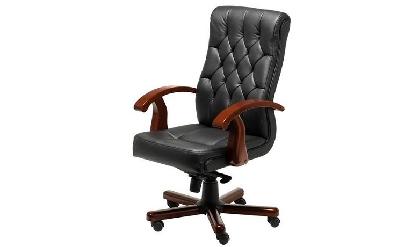 Кресло офисное B Darwin Темн.Орех/Натур. кожа/Черный