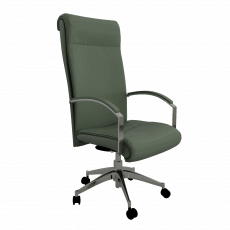 Кресло руководителя Аполло, материал натуральная кожа с компаньоном (Зеленая)