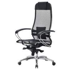 Кресло руководителя Samurai S-1.03 крестовина зеркальная литая Метта ткань/сетка (Черная)