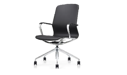 Кресло-конференц VERTU NXPU412/Кожа черная/Крестовина алюмин.
