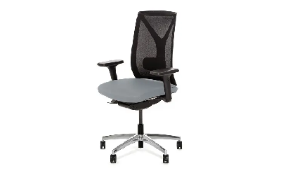 Кресло офисное DION Mesh/Ткань Серая/Сетка Черная/Крестовина Алюмин.