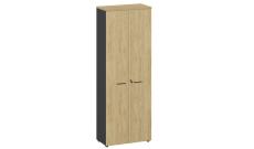Шкаф высокий с полками Гикори/Графит 800х420х2210 FLEX 221 cabinet shelves black Flex