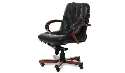 Кресло офисное Premier B Темн.Орех/Натур. кожа/Черный