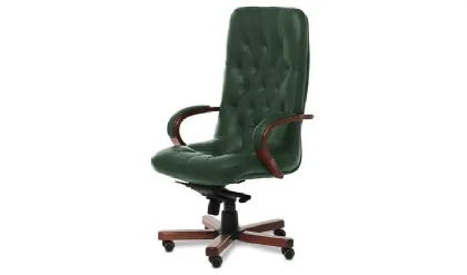 Кресло руководителя Premier A Темн.Орех/Натур. кожа/Темн.Зеленый