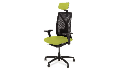 Кресло офисное подгол. DION Mesh/Ткань Зеленая/Сетка Черная/Крестовина Черная