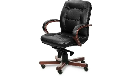 Кресло офисное Victoria B Темн.Орех/Натур. кожа/Черный