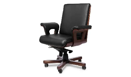 Кресло офисное Cadis B Темн.Орех/Натур. кожа/Черный