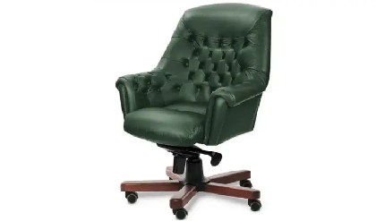 Кресло посетителя B Zurich Темн.Орех/Натур. кожа/Темн.Зеленый