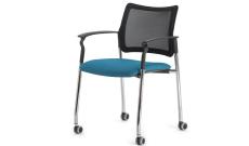 Кресло офисное с подл. на колес. Pinko-Mesh SLW 58/Ткань голубая/Ножки хром