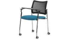 Кресло офисное со столик. на колес. Pinko-Mesh SLW 58/Ткань голубая/Ножки хром