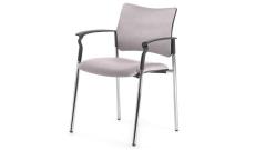 Кресло офисное обитое с подл.Pinko Jade9502/Ткань Серая/Ножки хром