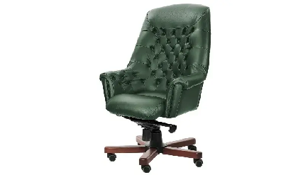 Кресло руководителя A Zurich Темн.Орех/Натур. кожа/Темн.Зеленый
