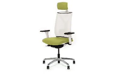 Кресло офисное подгол. DION Mesh/Ткань Зеленая/Сетка Белая/Крестовина Алюмин.