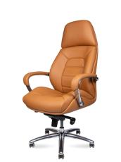 Кресло офисное Norden F181 light brown leather / Porsche / светло-коричневая кожа/ алюминий крестовина
