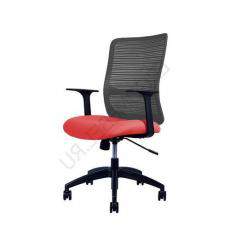 Кресло для персонала Olive с фиксированными подлокотниками черный каркас ткань CW  (серая/красная)